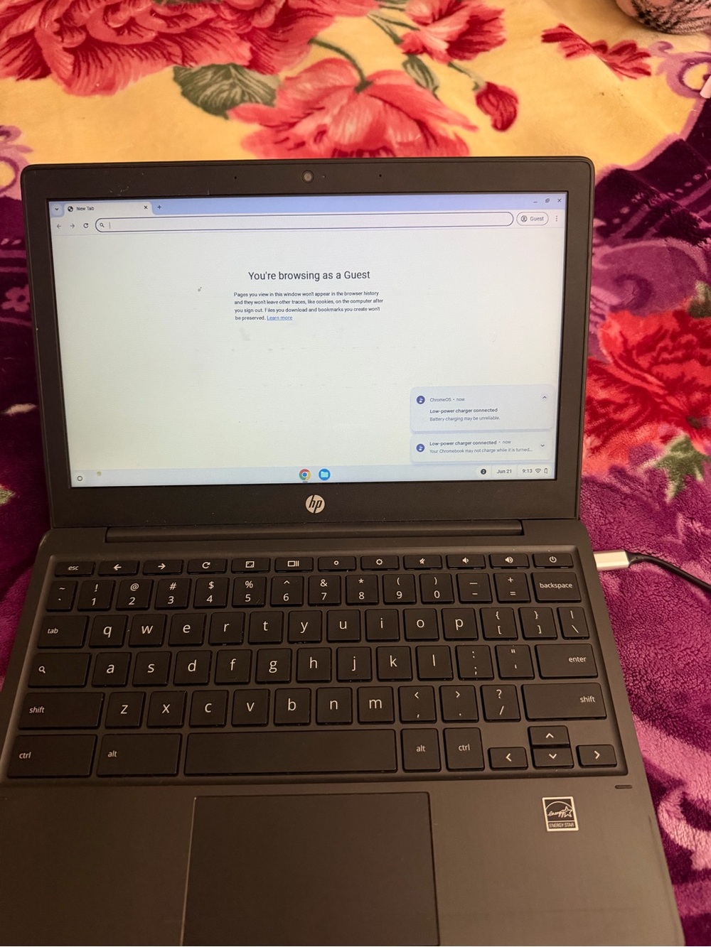 HP Chromebook Laptop in Black with Silver Logo